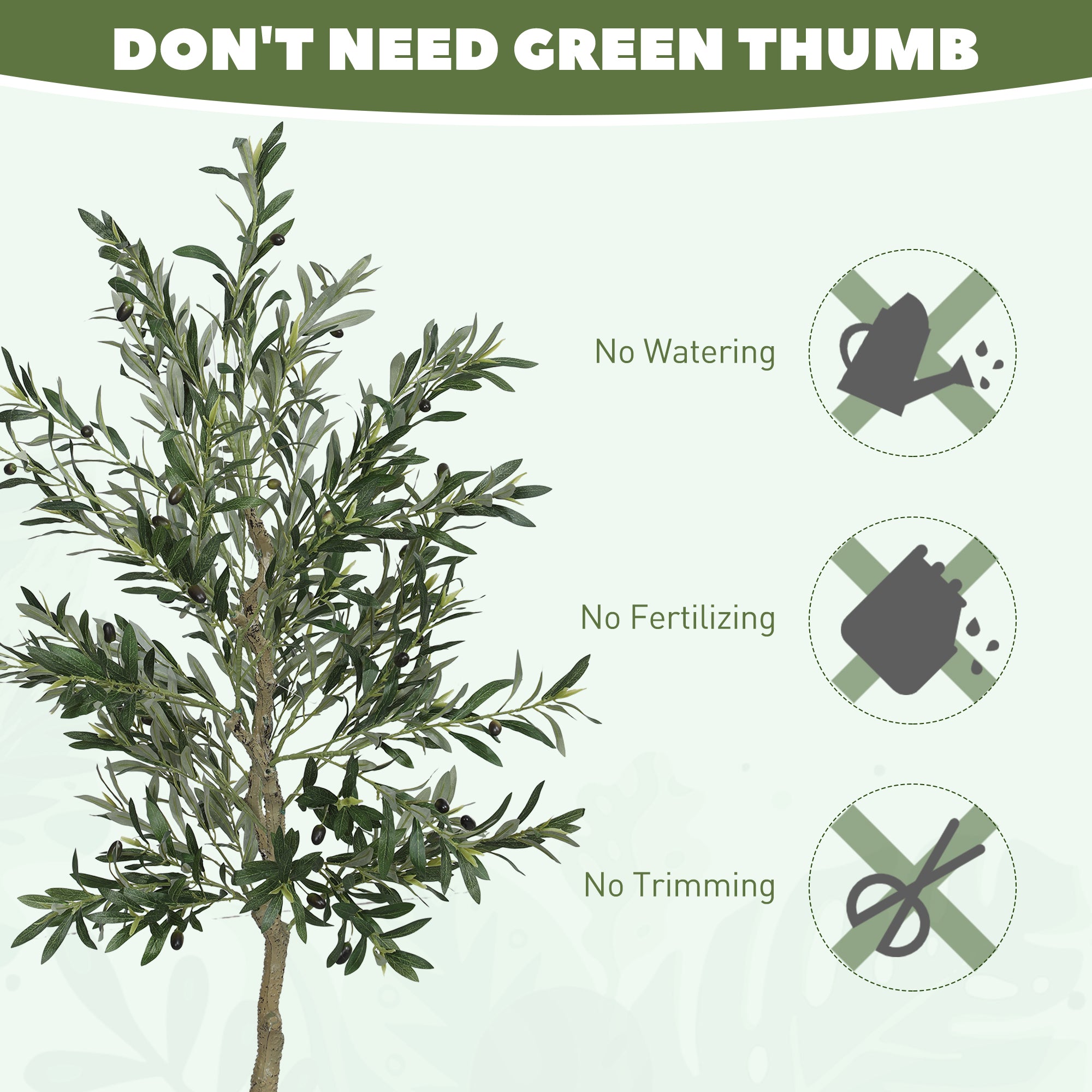 6ft Artificial Olive Tree in Pot with Silk Leaves, Fruits, Faux Tree, Indoor Fake Plant for Home, Office, Living Room