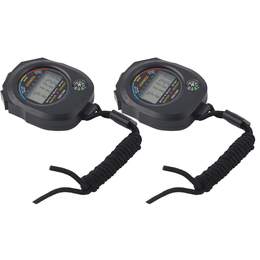 2 PCS Multifunctional Handheld Digital LCD Stopwatch Timer for Sports/Running/Racing/Swimming