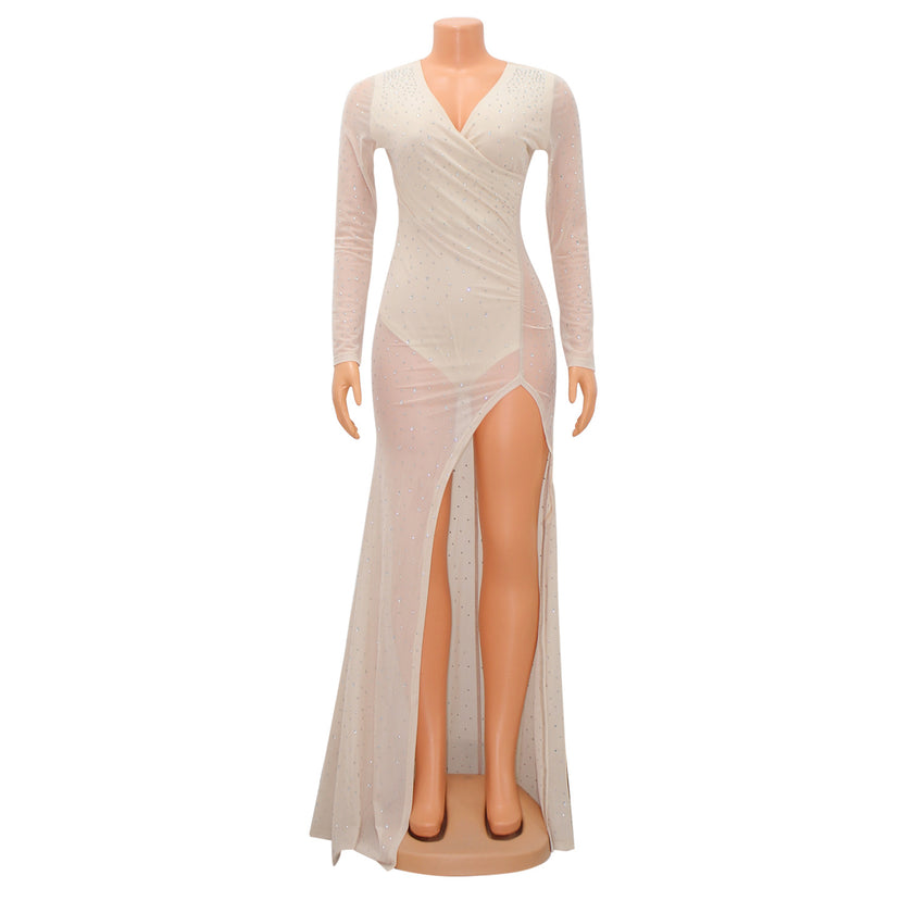 Women's Nightclub Party Mesh Hot Diamond Dress