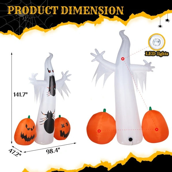 11.8 FT Halloween Inflatables Ghost Spider Pumpkin Outdoor Decorations