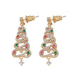 New Full Inlaid Colorful Zircon Christmas Tree Tassel Earrings Women's Fashion Personality Earrings Party Jewelry Christmas Gift