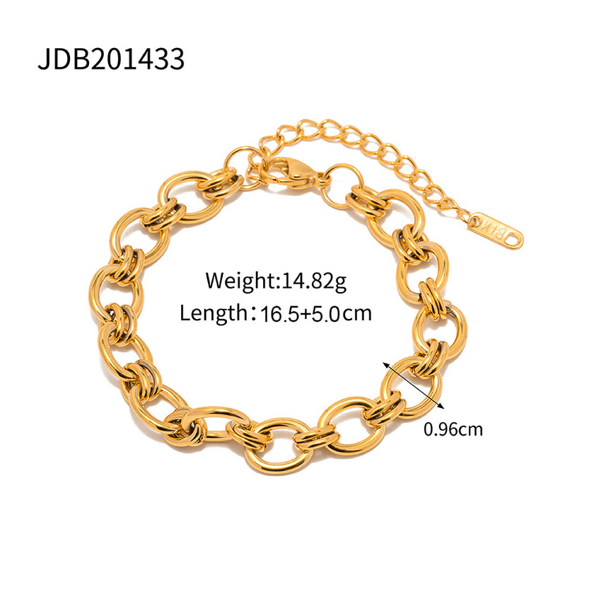 18K Gold Plated Chain Stainless Steel Bracelet Necklace