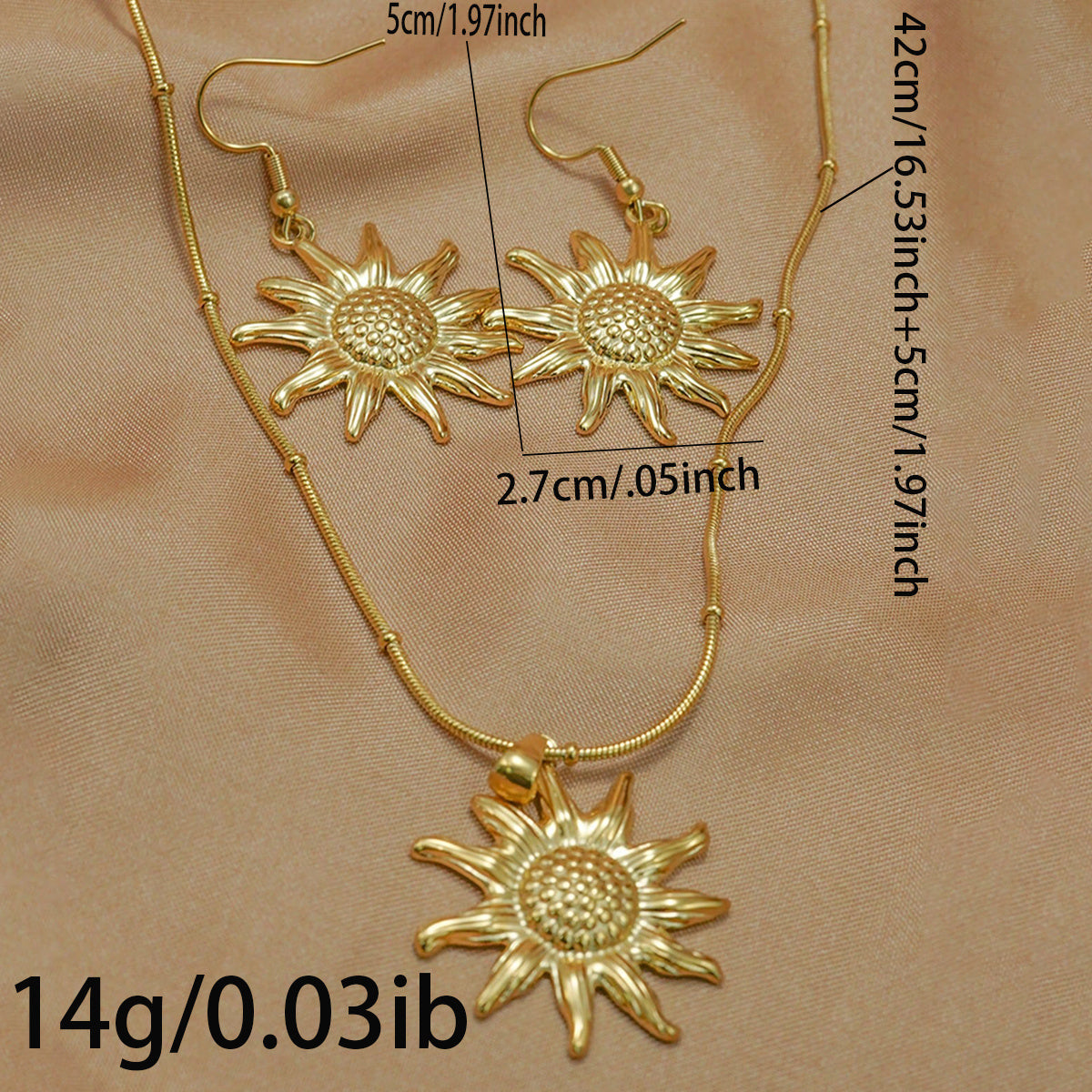 Lxalry 18K Gold Plated Sun Mirror Jewelry Set  Hypoallergenic Skin Safe Necklace   Drop Earrings For Daily Evening  Never Fade Adjustable Luxury Gift With Precision Cast Rays