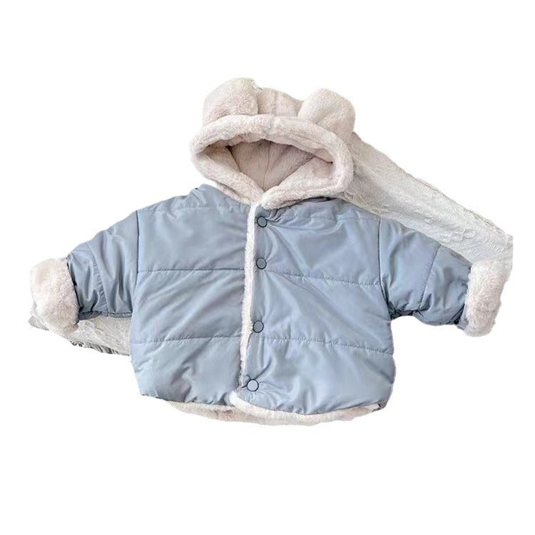 Children Fleece-lined Furry Coat