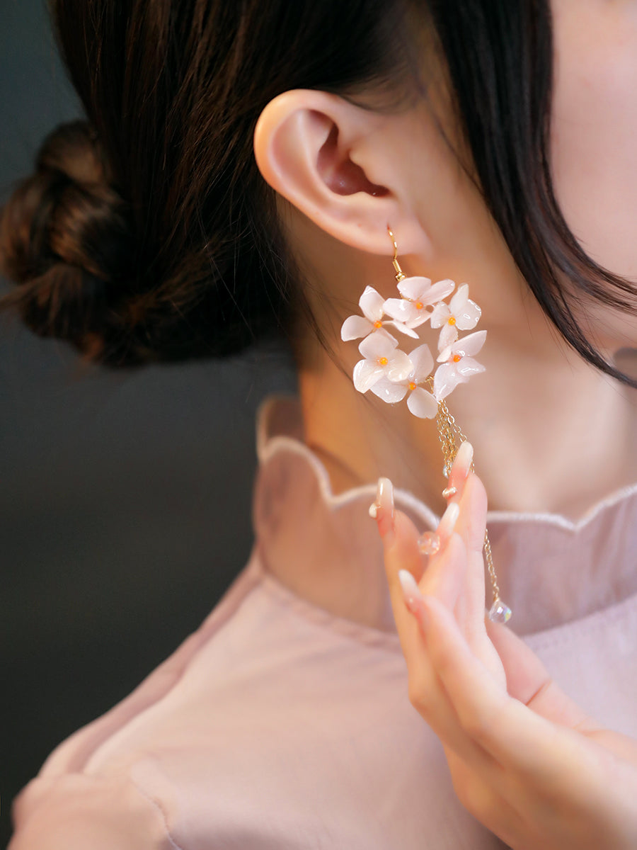 Antique Exaggerated Earrings With Tassels Mixed Material