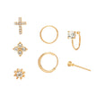 Cross Sun Lock Earings Set