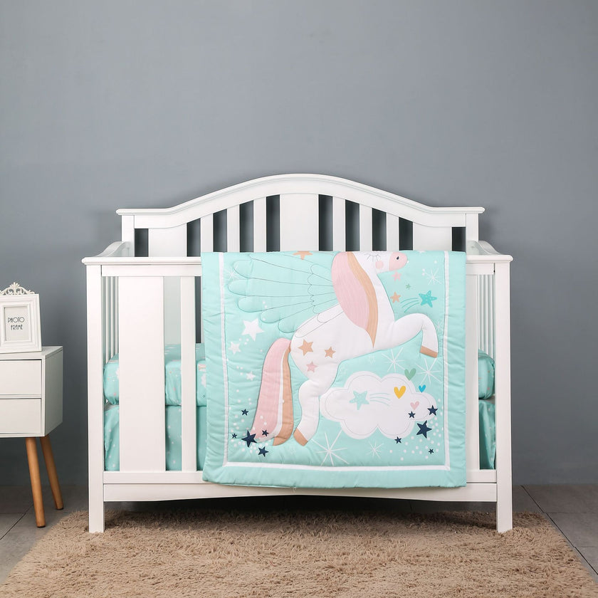 Children Quilt Fitted Sheet Single Bed Skirt Infant Bedding 3 pieces newborn kids bedding set