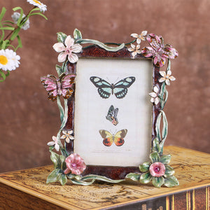 Creative Enamel Colored Metal Photo Frame With Flower And Bird Photo Frame