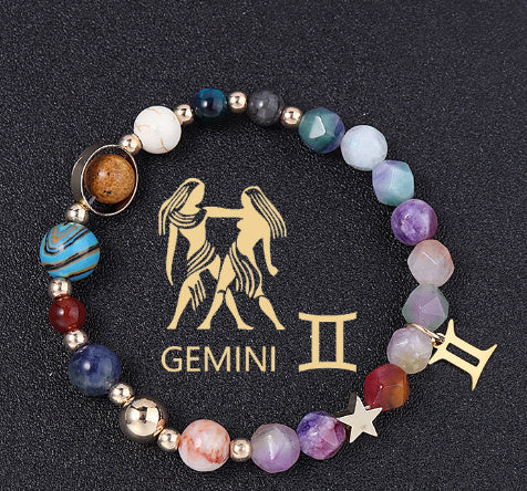 Twelve Constellation Constellation Bracelet Natural Stone Cut Color