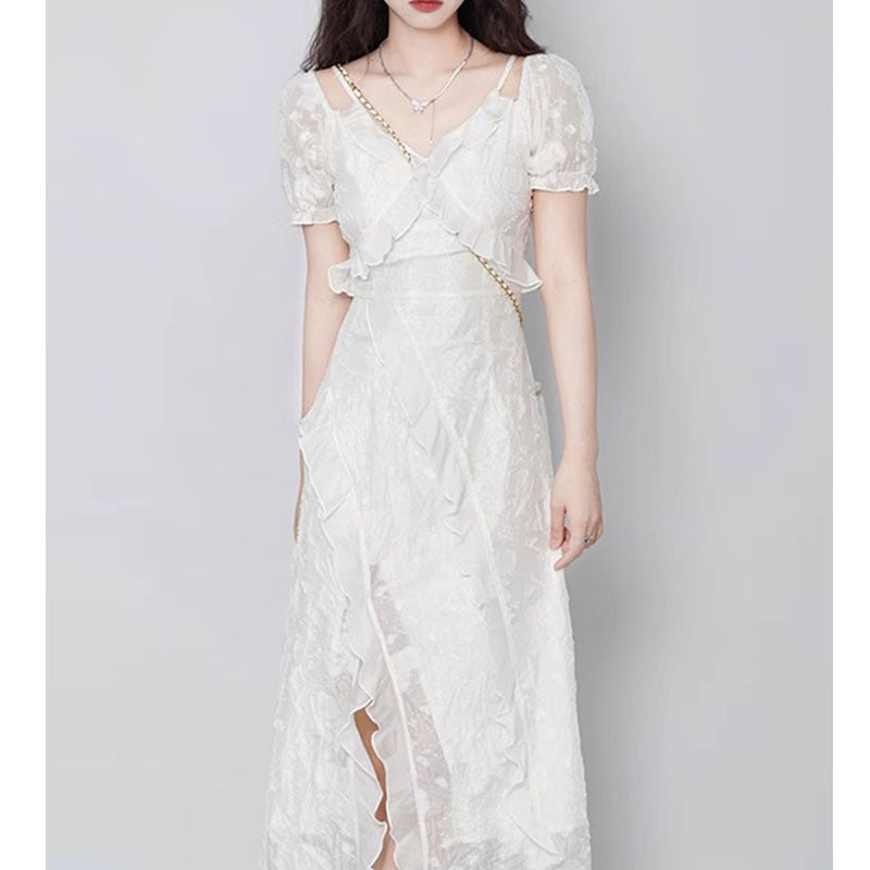 Fashionable White Slimming Dress For Women