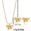 Lxalry 18K Gold Plated Bow Mirror Jewelry Set  Hypoallergenic Skin Safe Necklace   Earrings For Weddings Gifting, Never Fade Adjustable Luxury With Precision-Cast Ribbon