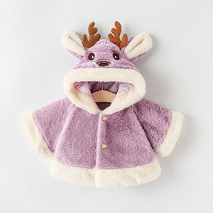 Thick Hooded Cape Coat Thermal Furry Clothes Small Antlers
