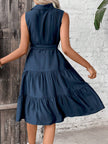 Ruffle Hem Belted Shirt Dress Maxi Vacation Beach Outfits Women