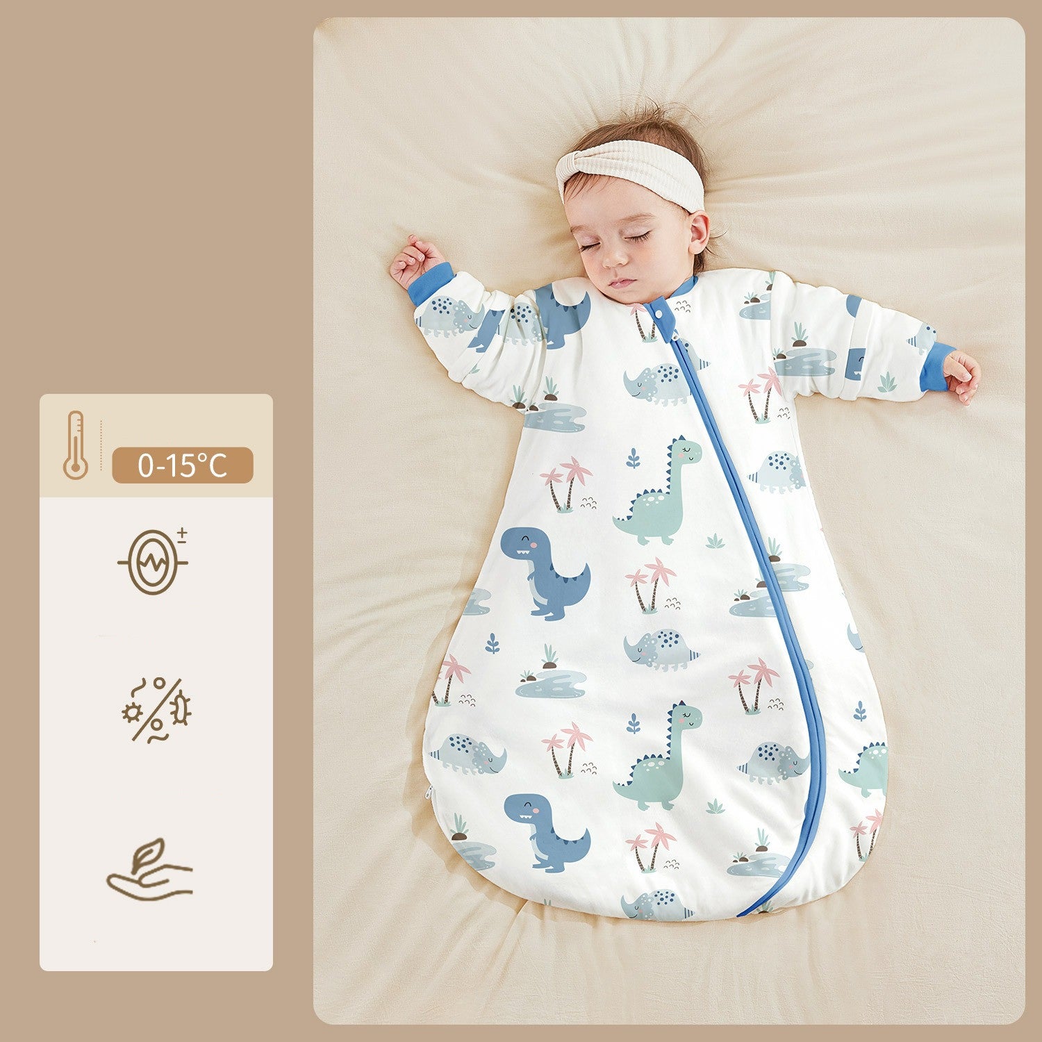 Baby Sleeping Bag With Thermostatic Cotton One-piece Anti-kick