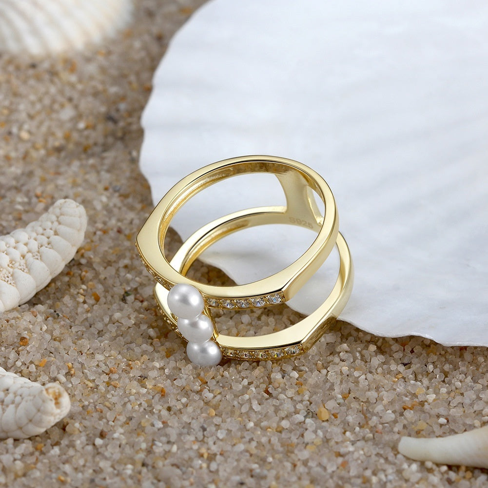 Natural Pearl Ring S925 Silver Index Finger