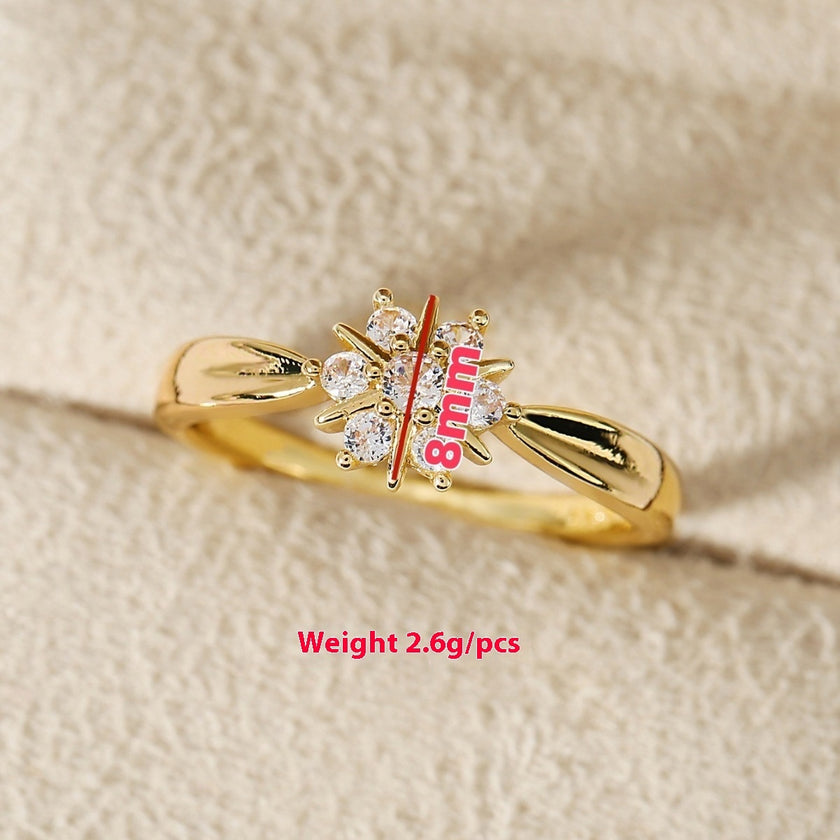 Flower Rhinestone-embedded Personalized Niche Design Shank Ring
