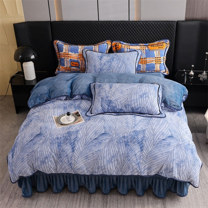New Milk Fiber Printed Four-piece Bedding Set