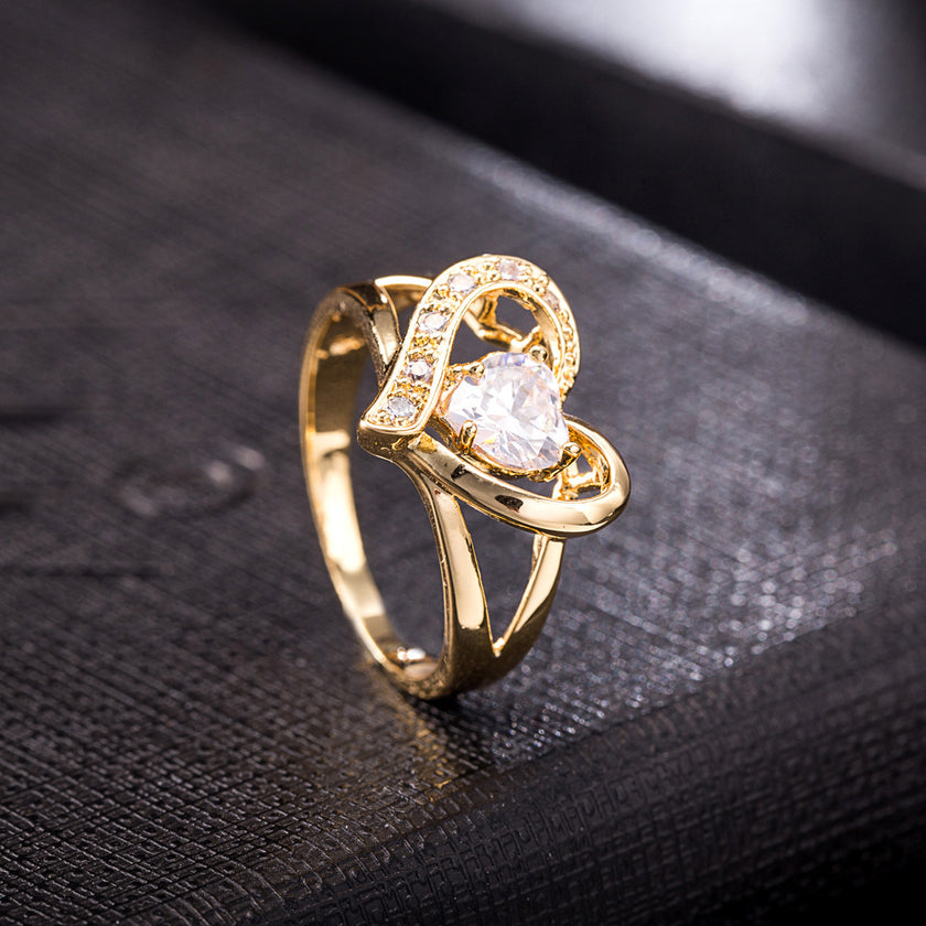 Micro Inlaid Zircon Proposal Wedding Ring