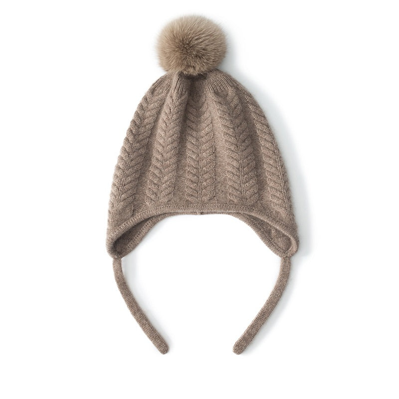 New Cashmere Ear Protection Twisted Thickened Solid Color Wool Knitted Hat