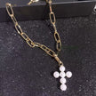 Luxury Design Imitation Pearls Choker Necklace Female Cross Pendant Necklaces for Women Gold Color Fashion Coin Jewelry