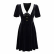 French Style Classic Style Black Velvet Dress