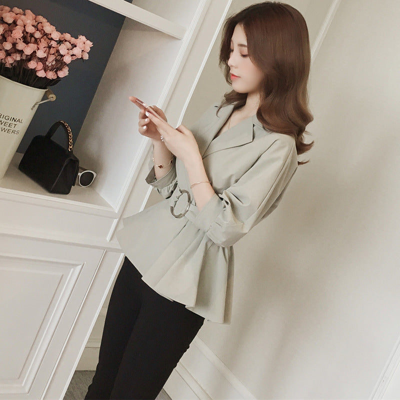 Color waist trench coat