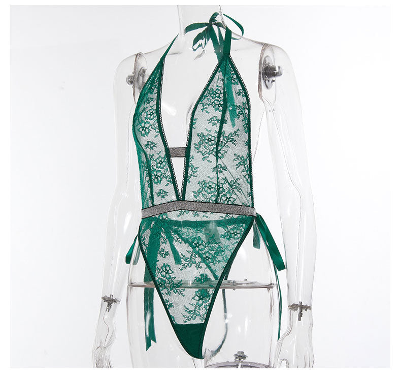 women Lace Up Lace-up Underwear Set