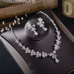 TL216 White Rhinestone Necklace Earrings Set Zircon Butterfly Pendant Earrings Pierced Drop Bride Two Piece