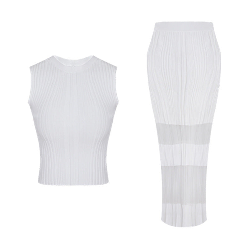 Ladies Knit Top Skirt Two Piece Set