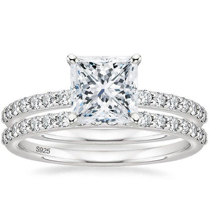 Bracelet S925 Inlaid Princess Zircon Women's 2 Karat Rhinestone Ring