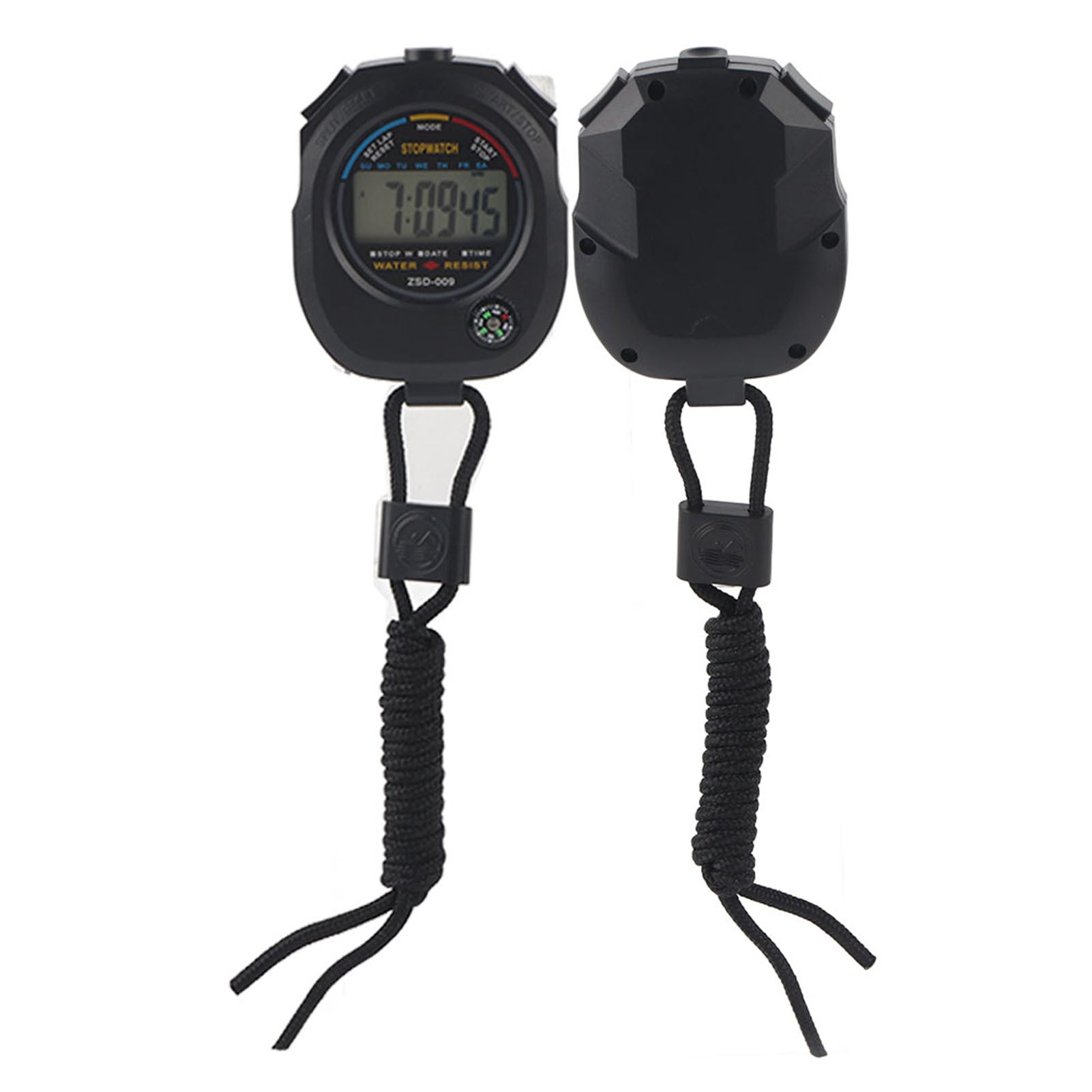 2 PCS Multifunctional Handheld Digital LCD Stopwatch Timer for Sports/Running/Racing/Swimming
