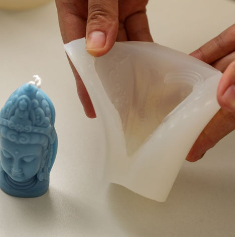 Three Faced Buddha Head Chinese Element Shape Candle Diy Silicone Mold