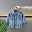 Single-breasted Girls' Bow Denim Coat