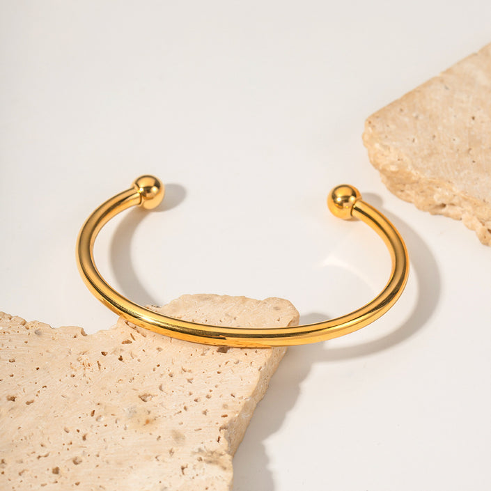 18K Gold Stainless Steel Classic Ball Bracelet