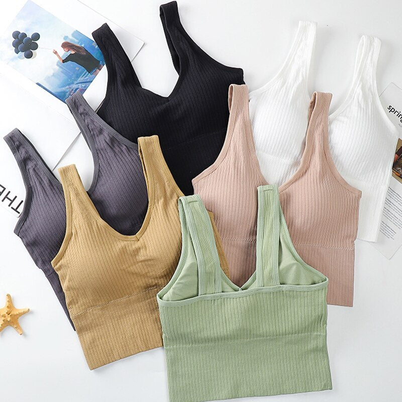 Wrapped Chest Strap And Padding Non-wire Sports Bra
