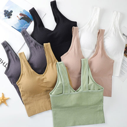 Wrapped Chest Strap And Padding Non-wire Sports Bra