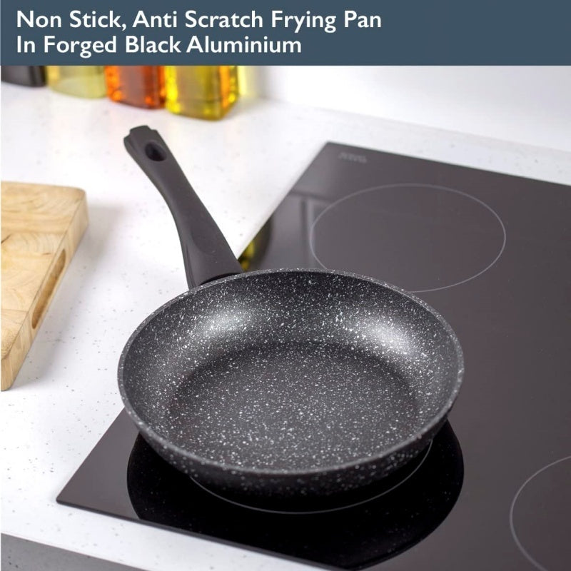Non Stick Black Frying Pan Ceramic PTFE Coated For Gas Electric Induction