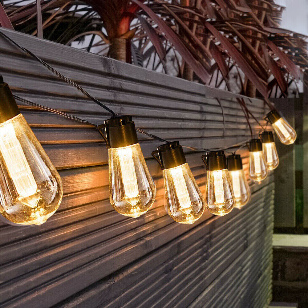 5M 20 LED Solar Powered Retro Bulb String Lights Garden Outdoor Fairy Party Lamp