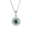 Women's Sterling Silver SUNFLOWER Diamond Pendant Moissanite Necklace