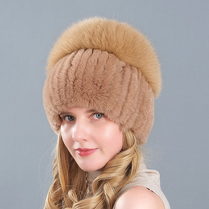 Korean Style Knitted Earmuffs Straw Hat Women