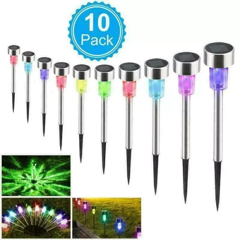 Solar Lights Outdoor Garden Solar Stake Lights Patio Pathway Lighting 10 Pieces