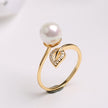 Pearl Ring women''s single opening adjustable ring
