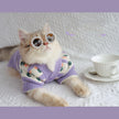 Retro Purple Flower Sweater Cute Pet Cat Dog Autumn And Winter Knitted Clothes
