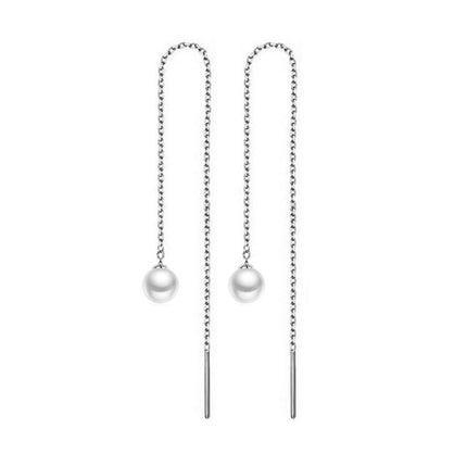 Stainless steel tassel pearl earring threading earrings