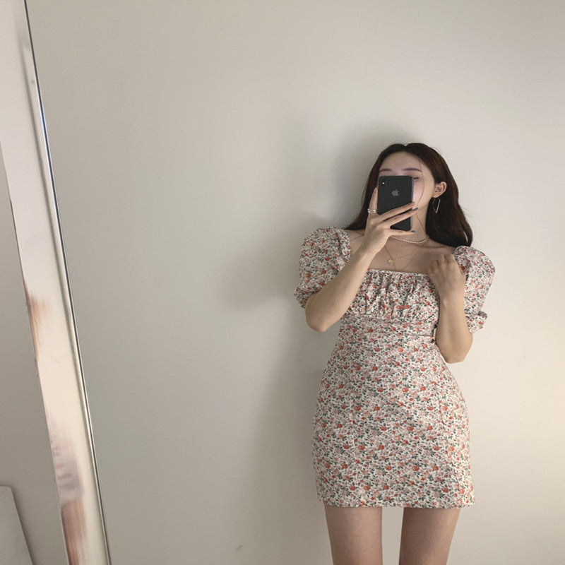 One-shoulder floral dress women