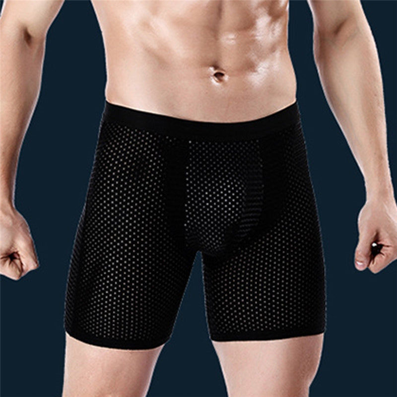 Men's Ice Silk  Mesh Lengthened Boxer Underwear