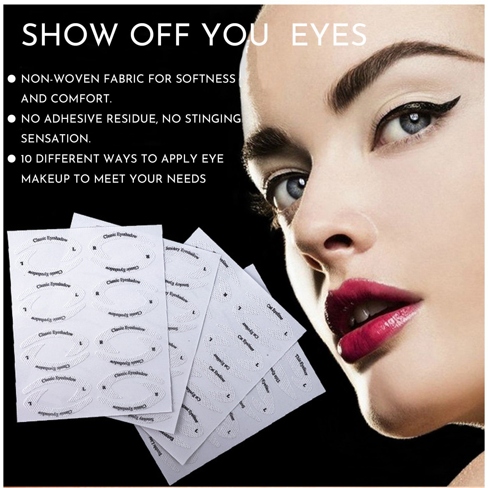 New Eyeliner Eye Makeup Eyeshadow Makeup Template Makeup Sticker 4 Pieces Reusable And Flexible Eyeliner Tape & Eyeshadow