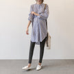 Spring and Autumn maternity dress new Korean version of the pregnant women shirt skirt long-sleeved pregnant women shirt striped stand collar long dress