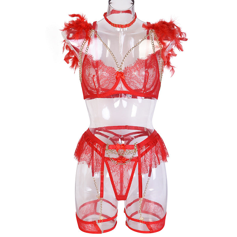 Metal Lace Feather Lace Eyelash Underwear