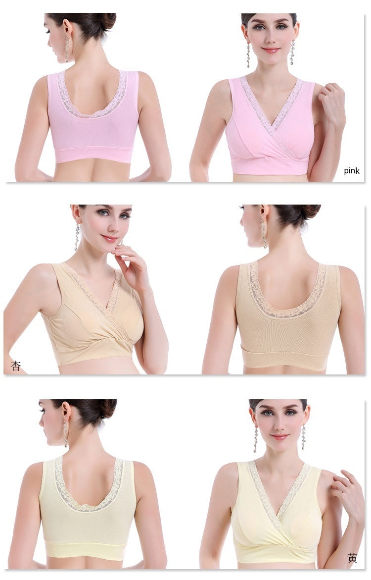 Lace Vest-style Maternity Underwear Wireless Cross Nursing Bra